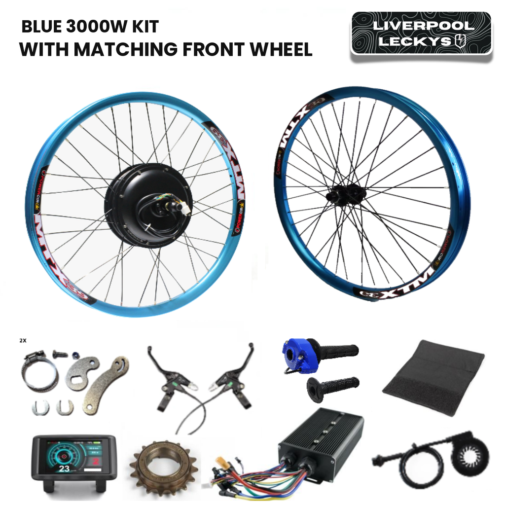 Blue 3000w 27.5" 29" Ebike Conversion Kit With Matching Front Wheel