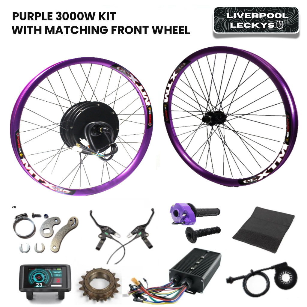 Purple 3000w 27.5" 29" Ebike Conversion Kit With Matching Front Wheel